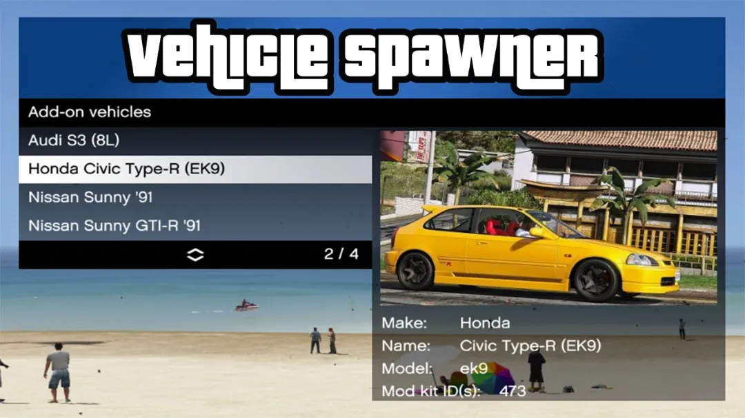 🚗 دانلود افزونه Vehicle Spawner برای GTA V