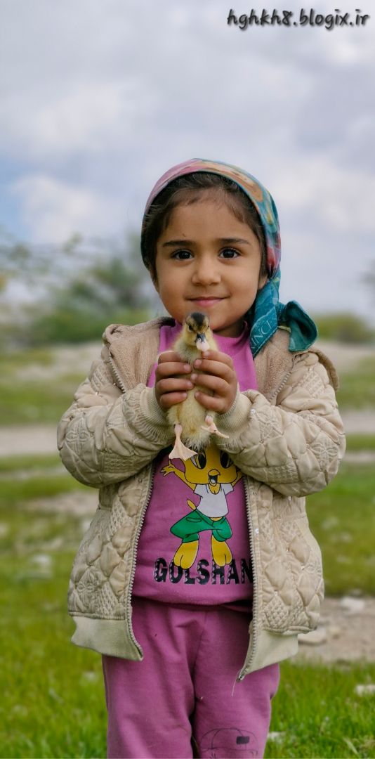 عکس دختربچه و جوجه اردک