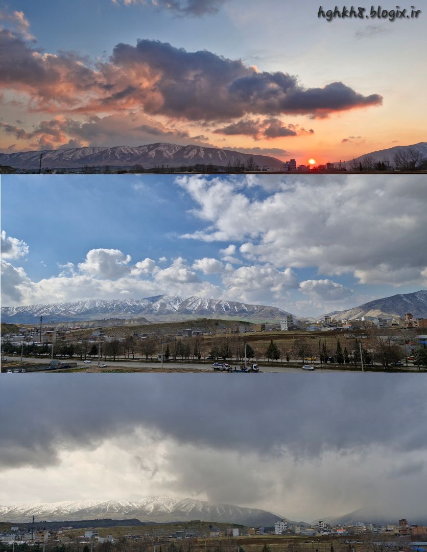 عکس کوه و ابر و غروب