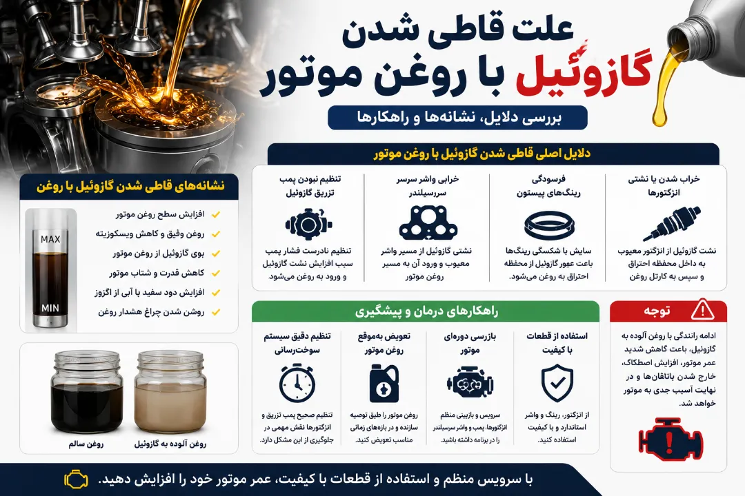 علت قاطی شدن گازوییل با روغن موتور