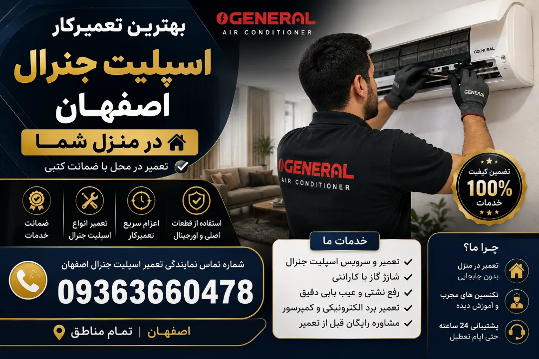 بهترین تعمیرکار اسپلیت جنرال اصفهان در منزل شما