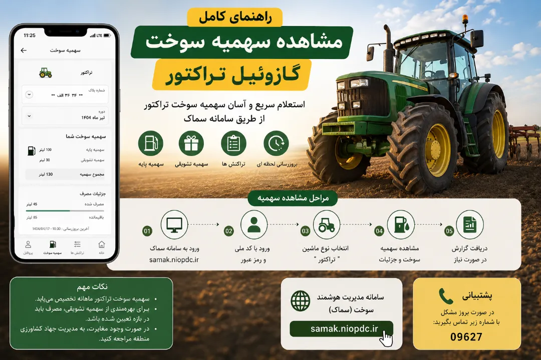 راهنمای کامل مشاهده سهمیه سوخت گازوئیل تراکتور