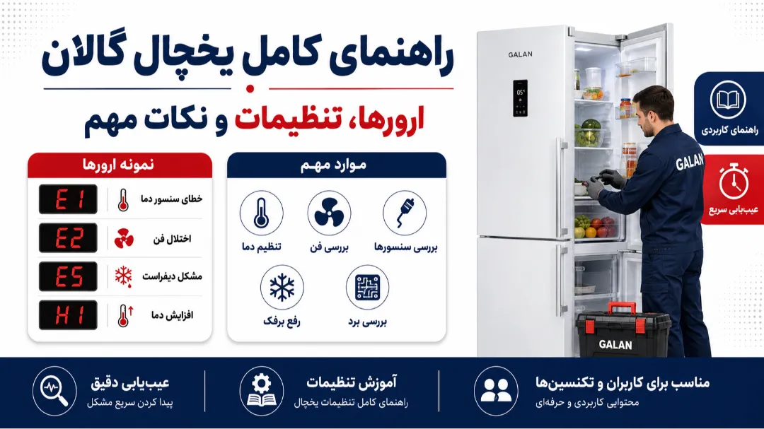راهنمای کامل یخچال گالان: ارورها، تنظیمات و نکات مهم