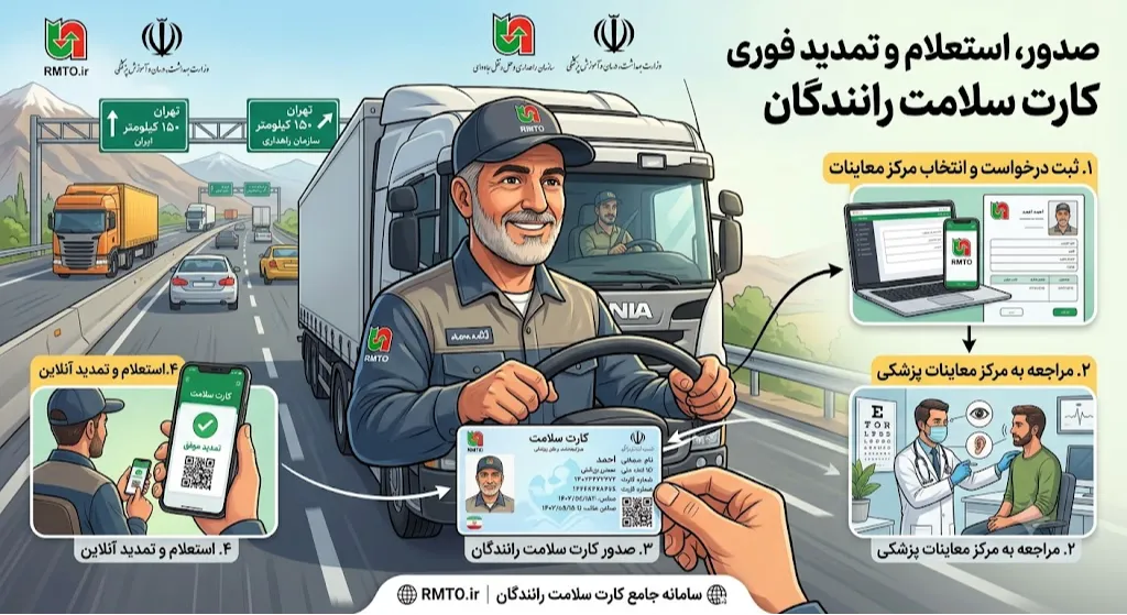صدور، استعلام و تمدید کارت سلامت رانندگان فوری