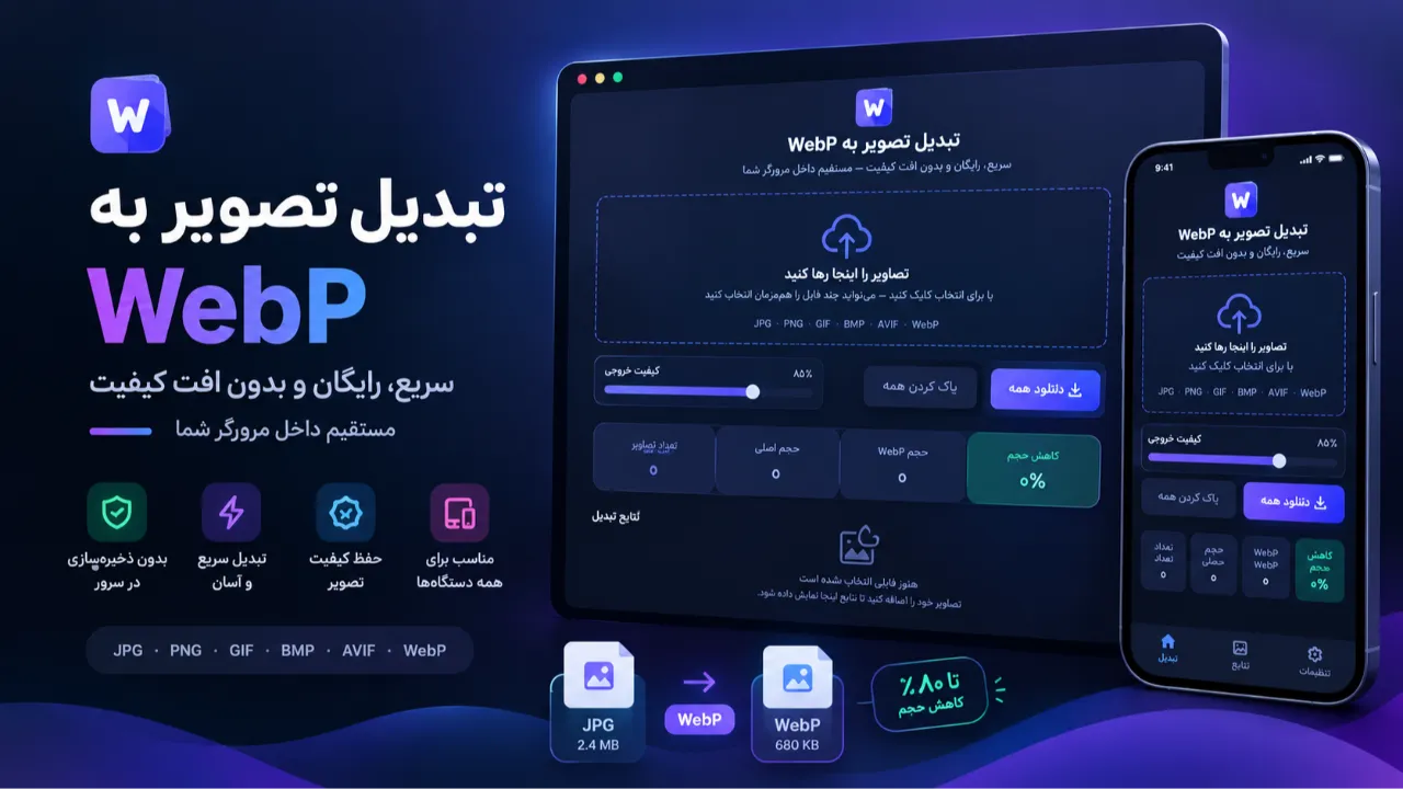 🖼️ ابزار تبدیل تصویر به WebP؛ سریع، ساده و بدون آپلود فایل توسط سهو...