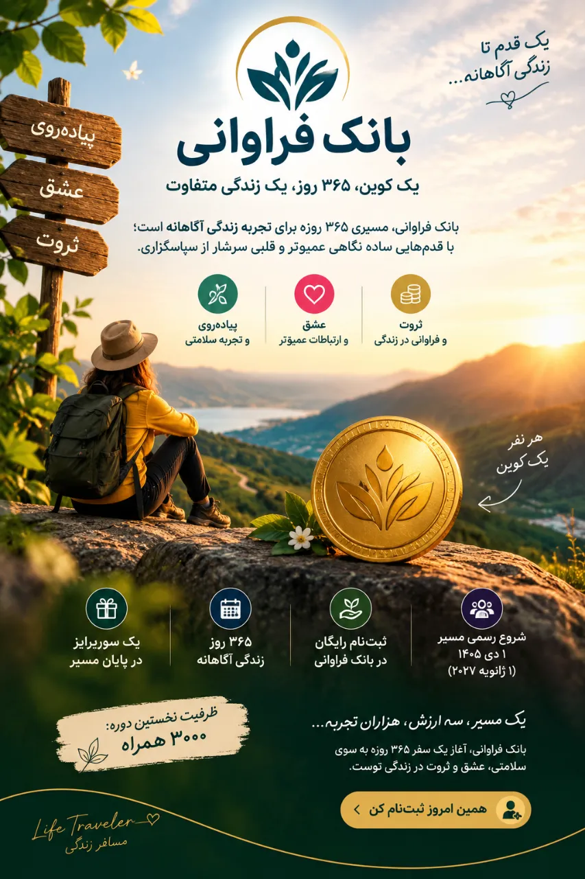 🎯 ثبت نام بانک فراوانی و شروع سفر زندگی با مسافر زندگی