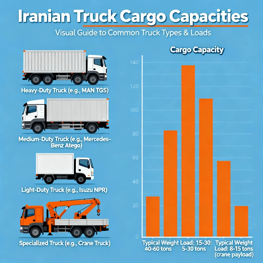 هر کامیون چند تن بار می‌گیرد؟ ظرفیت انواع کامیون